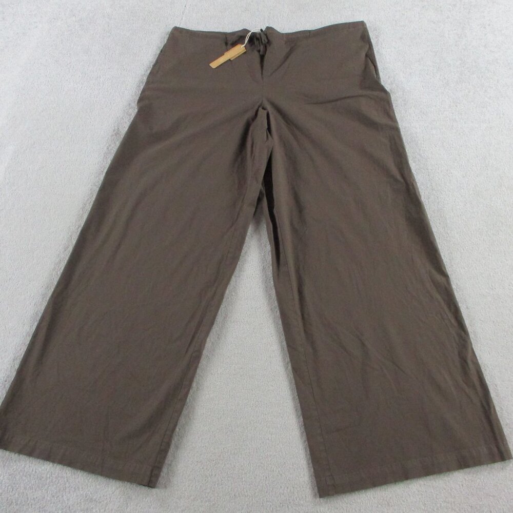 SKIMS Cotton Poplin Pants Womens Medium Brown Washed Dark Sepia Wide Leg NWT NEW - Picture 2 of 13